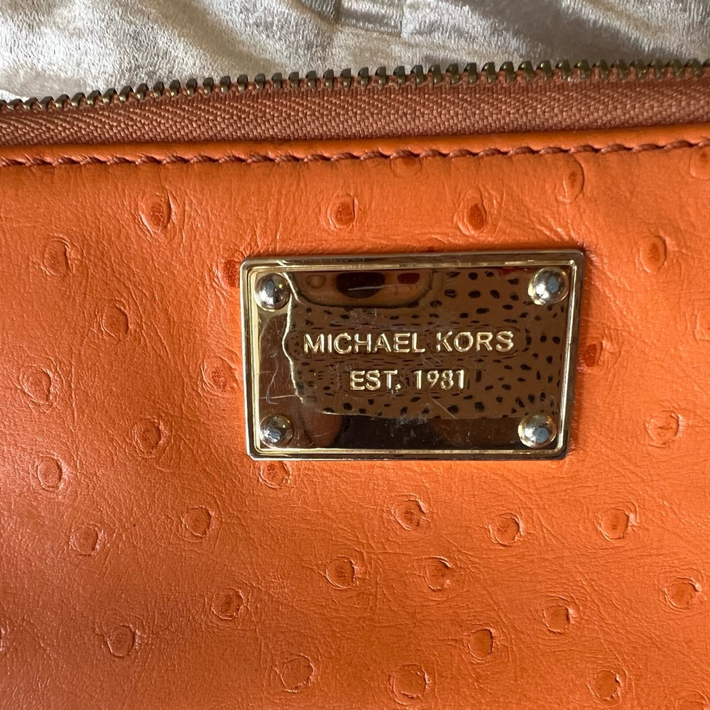 Michael Kors Ostrich-Embossed Orange Bag